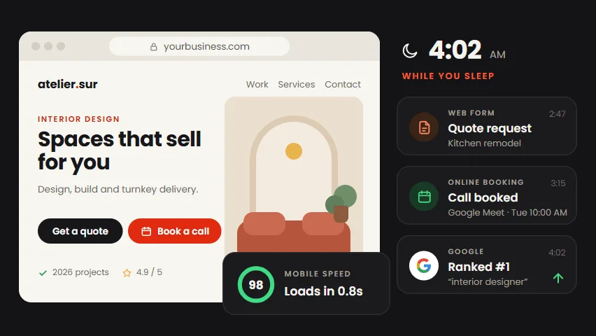 Demo: a website that gets quote requests and booked calls overnight and climbs to #1 on Google.